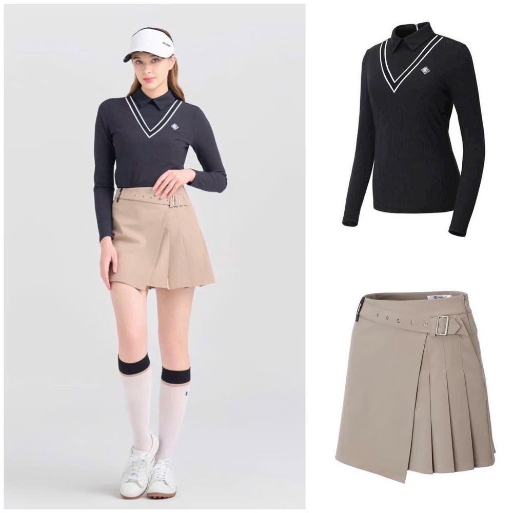 Elegant Beige Pleated Mini Skort